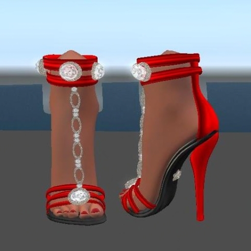 diamond sandals- red