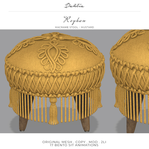 Dahlia - Reyhan - Macrame Stool - Mustard