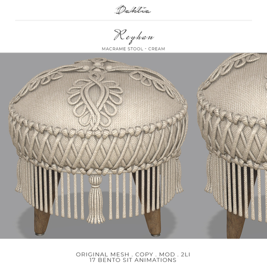 Dahlia - Reyhan - Macrame Stool - Cream 