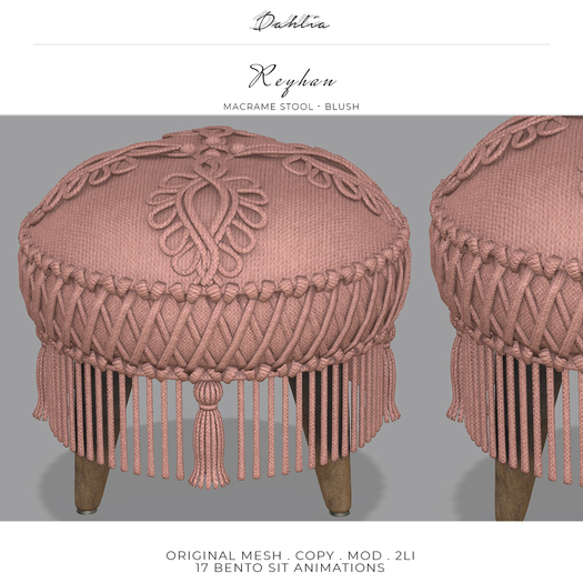 Dahlia - Reyhan - Macrame Stool - Blush 