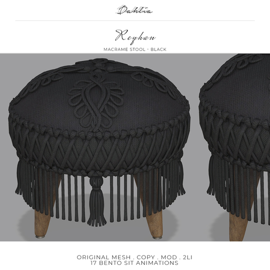 Dahlia - Reyhan - Macrame Stool - Black 