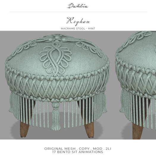 Dahlia - Reyhan - Macrame Stool - Mint 