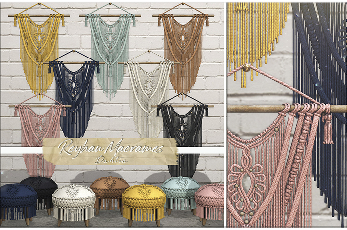 Dahlia - Reyhan - FATPACK - Macrame Stool & Wall Art Hanging Macrame