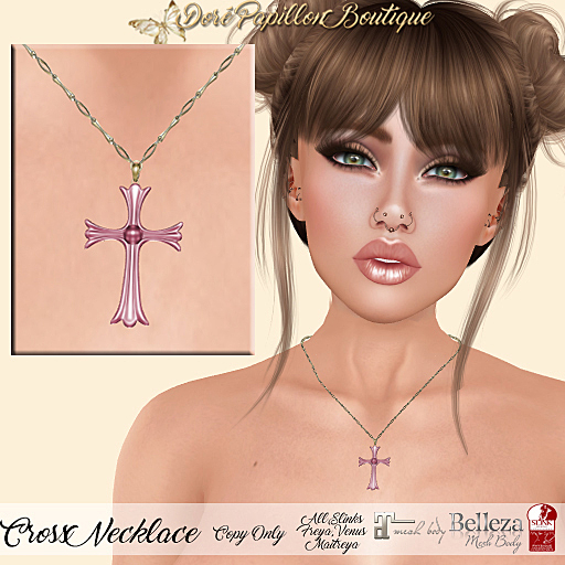 DPB Cross Necklace - Hot Pink *Maitreya, Slinks, Freya & Venus*