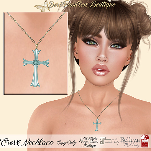 DPB Cross Necklace - Aqua *Maitreya, Slinks, Freya & Venus*