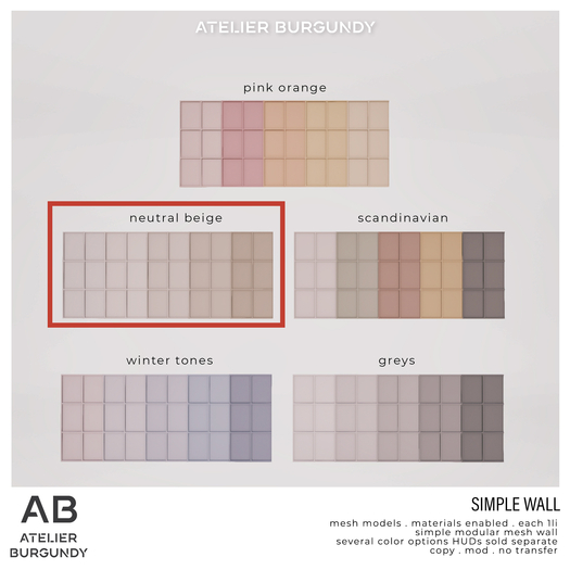 Atelier Burgundy . Simple Panel Neutral Beige *ADD*