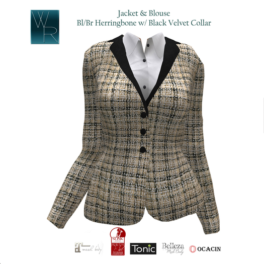 WRC Equestrian Jacket BlBr Herringbone with Black Collar 