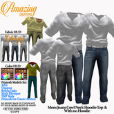 AmAzInG CrEaTiOnS Mens Jeans Cowl Neck Hoodie Top