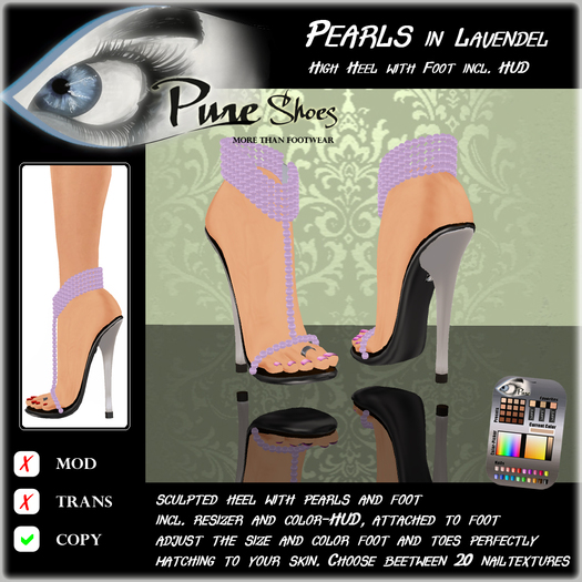 << PURE >> Pure Shoes - Pearls in Lavendel [inworld price 99L$]