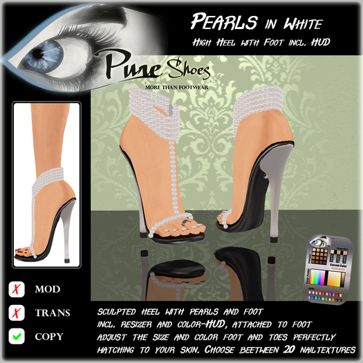 << PURE >> Pure Shoes - Pearls in White [inworld price 99L$]