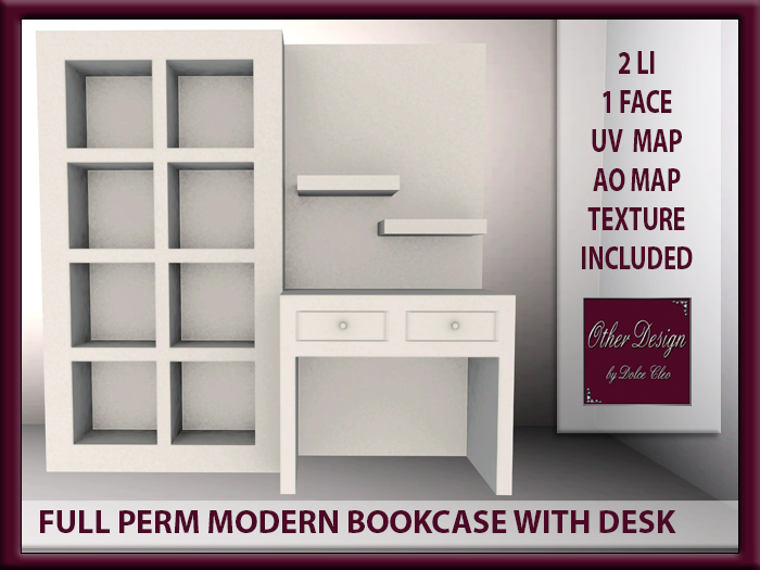 FULL PERM MODERN BOOKCASE WITH DESK