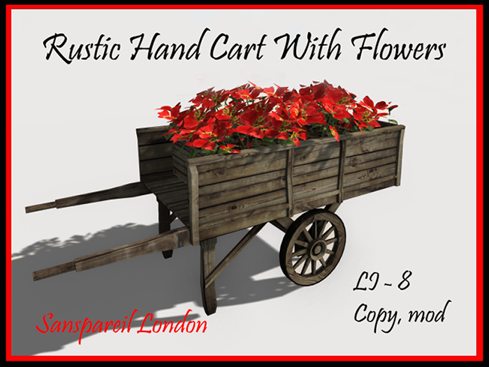 Hand Cart With Red Flowers