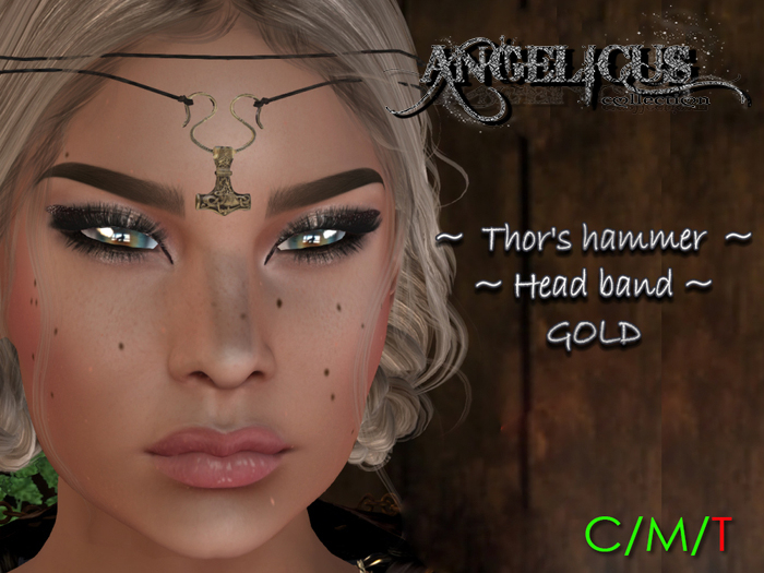 ::ANGELICUS::  Thor's hammer head band ~GOLD~