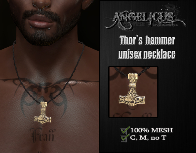 ::ANGELUCUS:: Thor`s hammer necklace golden