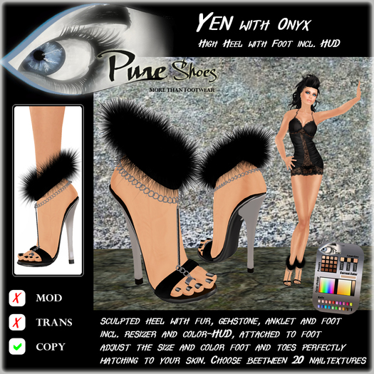 << PURE >> Pure Shoes - Yen in Onyx [inworld price 99L$]