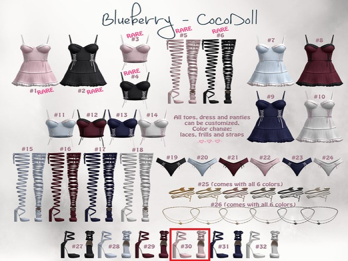 #30 Blueberry - Cocodoll Set - F - Shoes(Mini) - Pink - Common