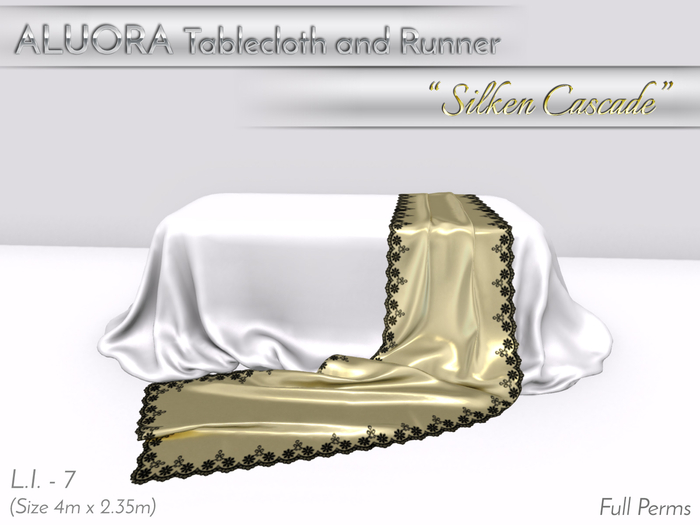 ALUORA Tablecloth + Runner "Silken Cascade" - Full Perms
