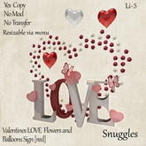 Valentines LOVE  Flowers and Balloons Sign [red] Copy Boxed