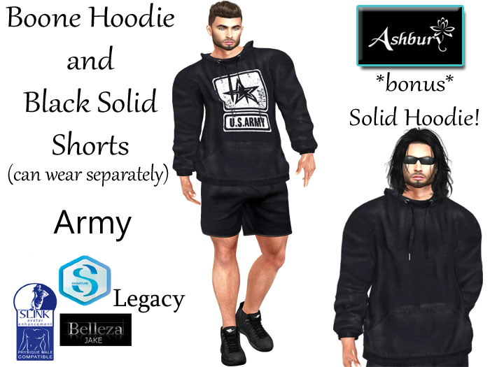 [ASHBURY] Boone Hoodie and Shorts-US ARMY v2