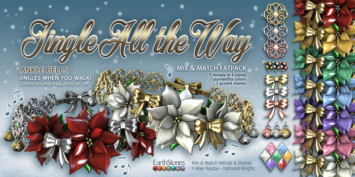 EarthStones Jingle All The Way Ankle Bells ~ Fatpack