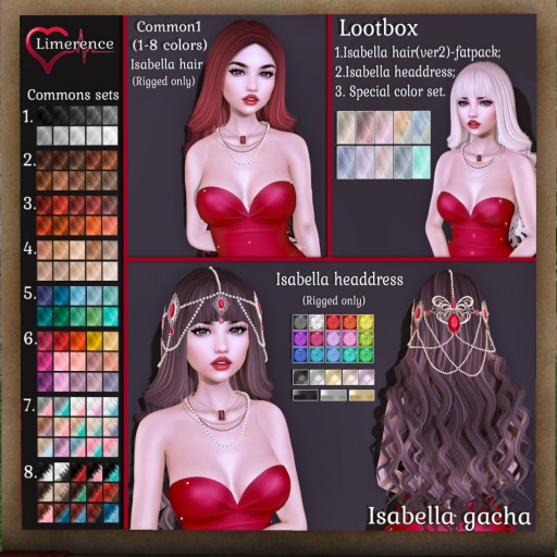 limerence Isabella Hair colours2