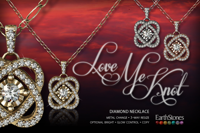 EarthStones Love Me Knot Necklace ~ Diamond