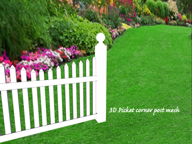 3D mesh Picket fence corner post