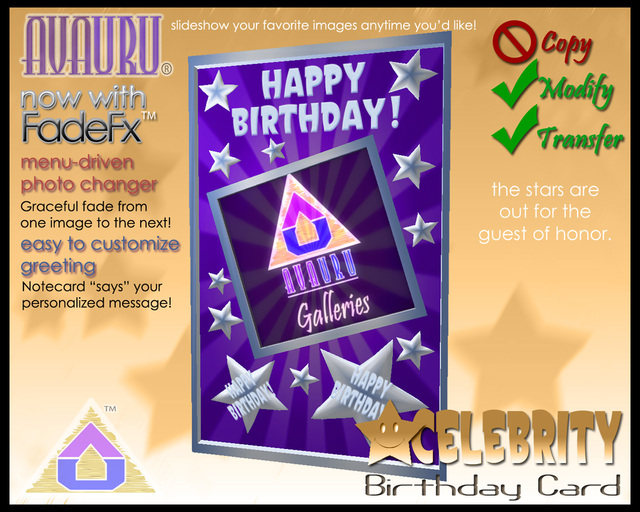 Celebrity Birthday Card - Silver & Purple 