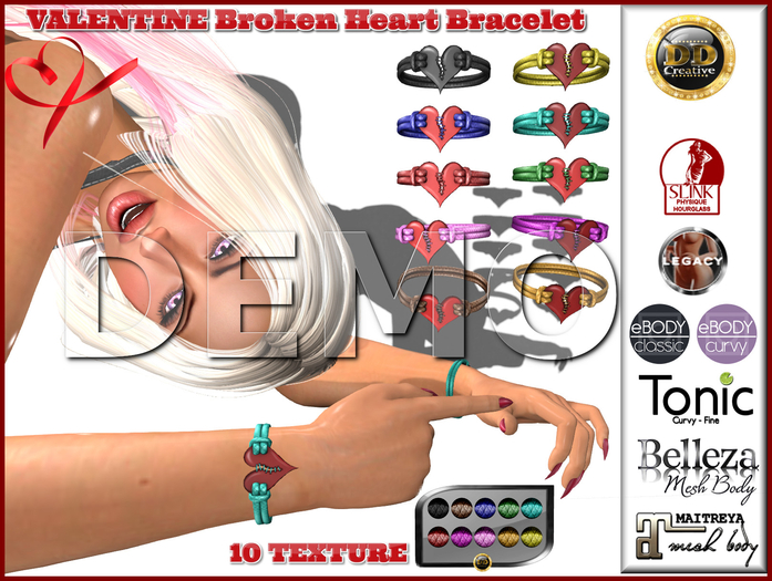 ☾ⅅⅅ☽ ❤️ VALENTINE Broken Heart Bracelet ❤️ [ DEMO ]