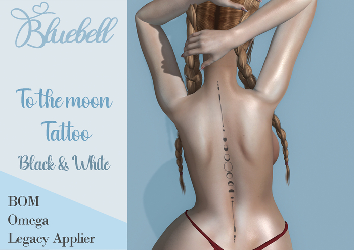 BLUEBELL - To the moon Tattoo White & Black