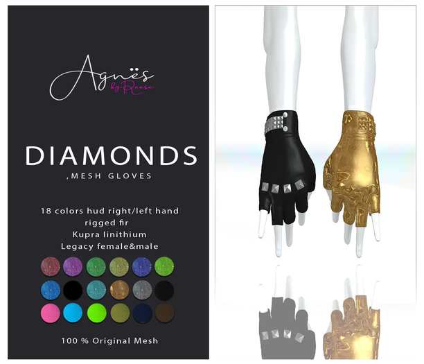 <Agnes> -Diamonds-Mesh gloves