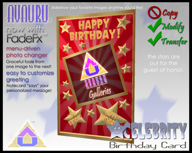 Celebrity Birthday Card - Gold & Red