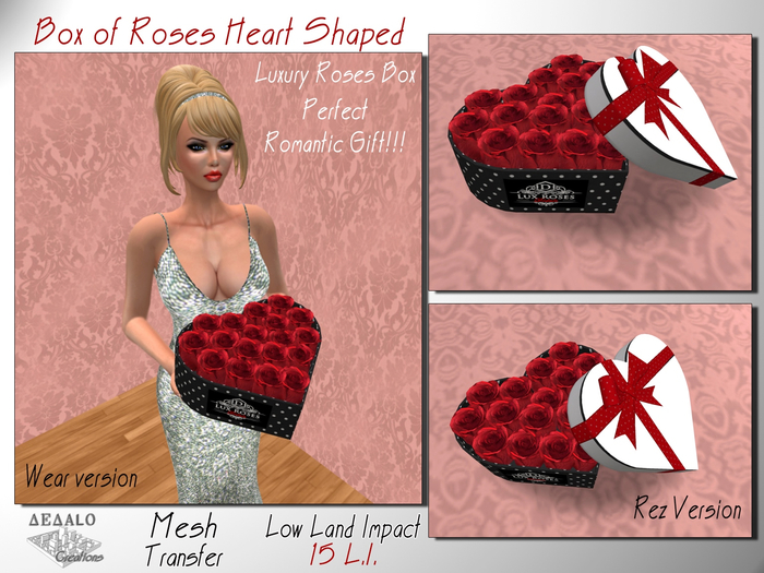 Box of Roses Heart Shaped - Luxury Roses in a Box -  Hold and Rez - Original GREAT PRESENT ! * Valentine's Day Promo *