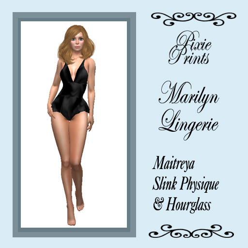 Pixie Prints Marilyn Silk Lingerie - Black