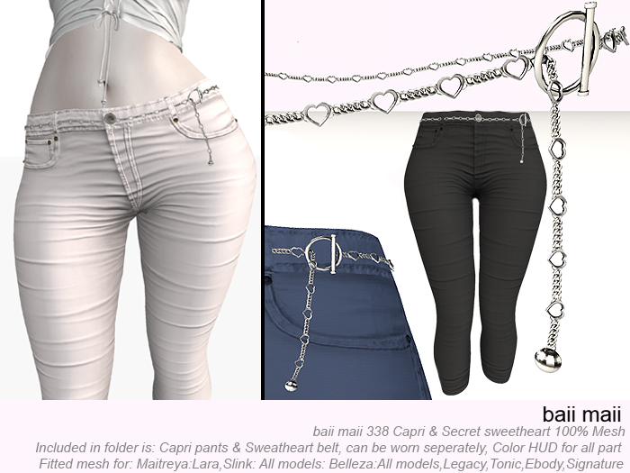  baii maii 338 Capri & Secret sweetheart belt Outfit Maitreya Legacy Belleza Slink Outfit  Clothes Apparel Pants Jeans