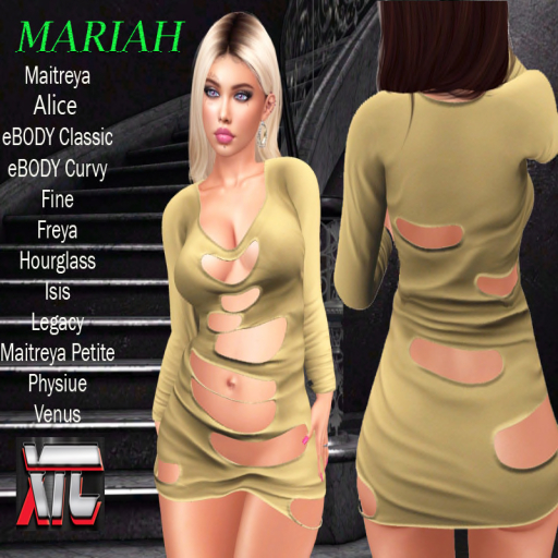 XTC Mariah Ripped Dress Yellow