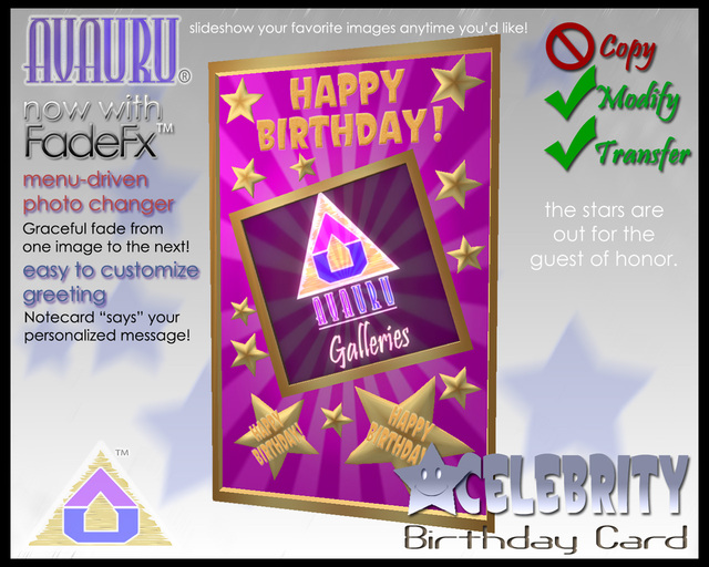 Celebrity Birthday Card - Gold & Pink 