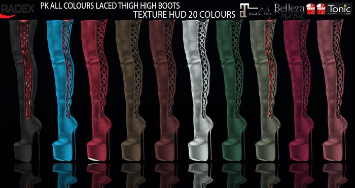 RADEX Mesh Pk All Colours Laced Thigh High Boots