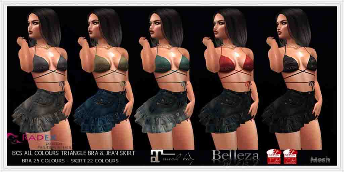 RADEX F 103 Mesh Bcs All Colours Triangle Bra Jean Skirt