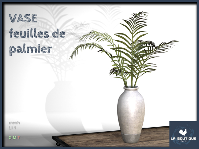 LB - vase / feuilles de palmier