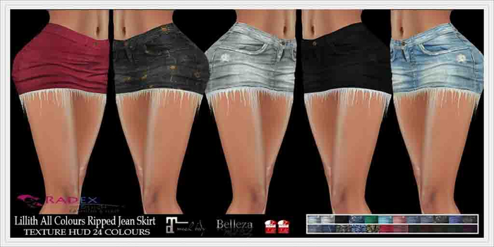 RADEX R-3 Mesh Lillith All Colours Ripped Jean Skirt