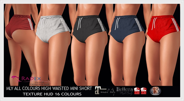 RADEX R-4 Mesh Mly All Colours High Waisted Mini Shorts