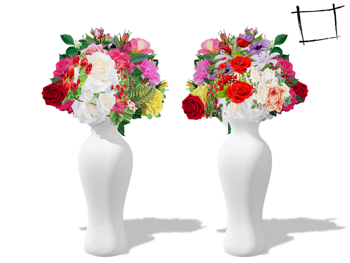 Full Perm Valentine's Day Bouquet Flowers Vase Mesh