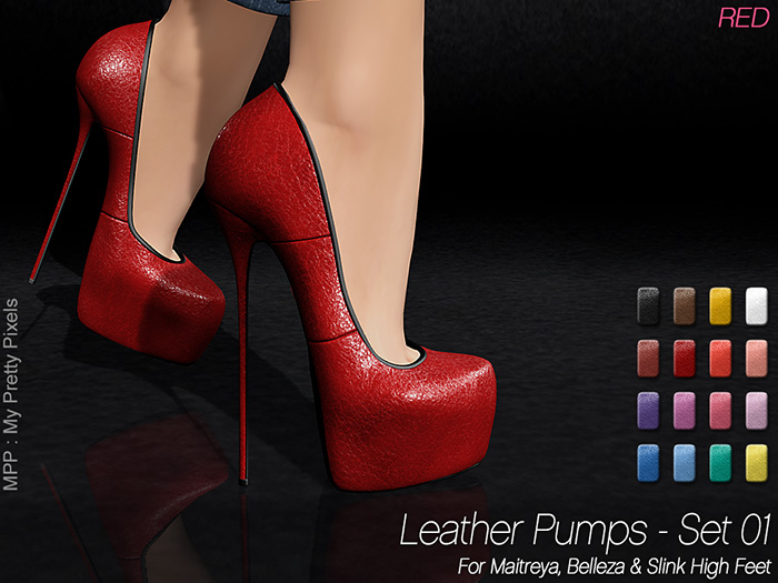 - MPP Mesh - Leather Pumps - Red