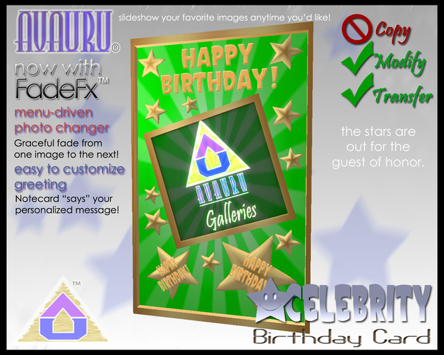 Celebrity Birthday Card - Gold & Green 