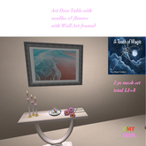 Art Deco accent table with flowers & Wall art-Box