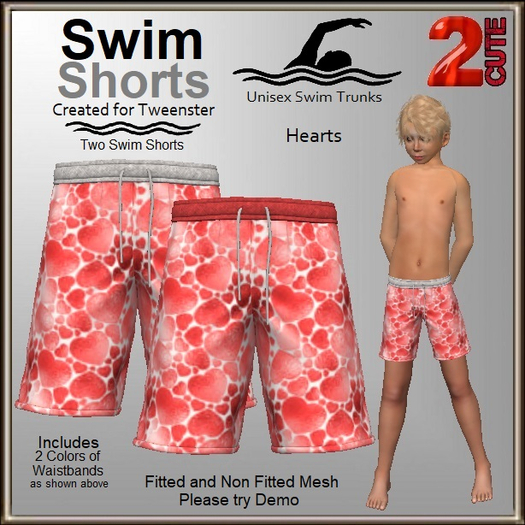 Swim Shorts [2cute] Hearts