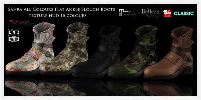 RADEX Mesh Sahra All Colours Flat Ankle Slouch Boots