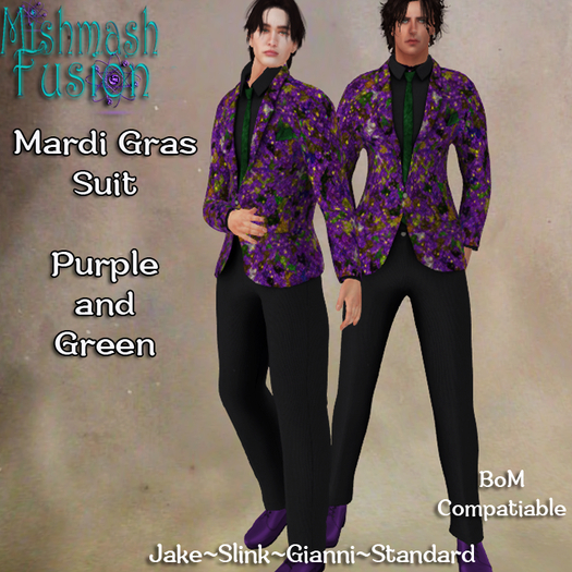 ~*MF*~ Mardi Gras Suit - Purple/Green (Add or Rez)