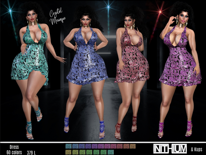 *PROMO Crystal Mosiaque sequin Dress mega Pack in 60 colors for Inithium Kupra Mesh Body. Kups & Orginal , Materials